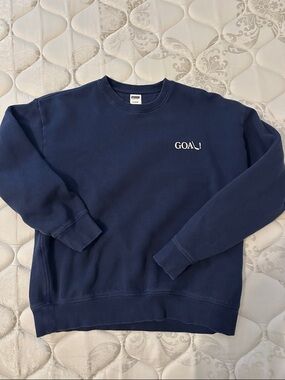 PINK Victoria's Secret Navy Crew Sweatshirt with 'GOAL!' Chest Print
